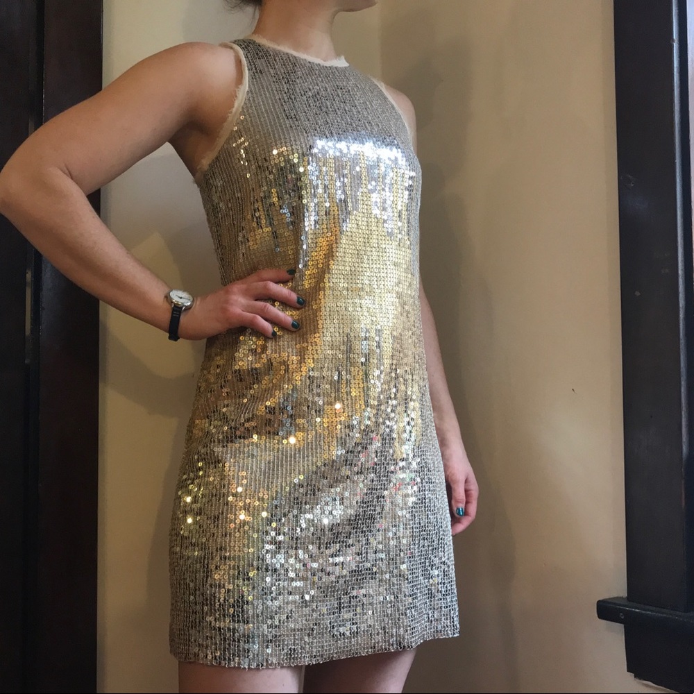 BCBGMaxAzria Gold sequin dress